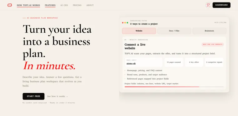 topy.ai homepage